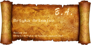 Brtyka Artemisz névjegykártya